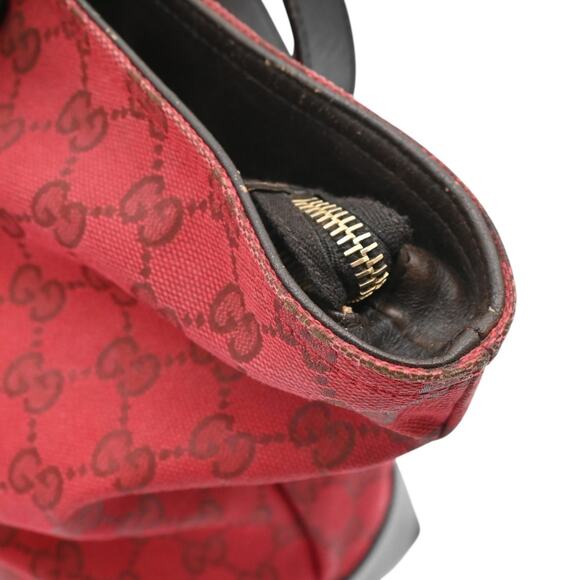 バッグ GUCCI GG Canvas Tote Bag Red Leather Gucci Red GG Canvas Tote Bag